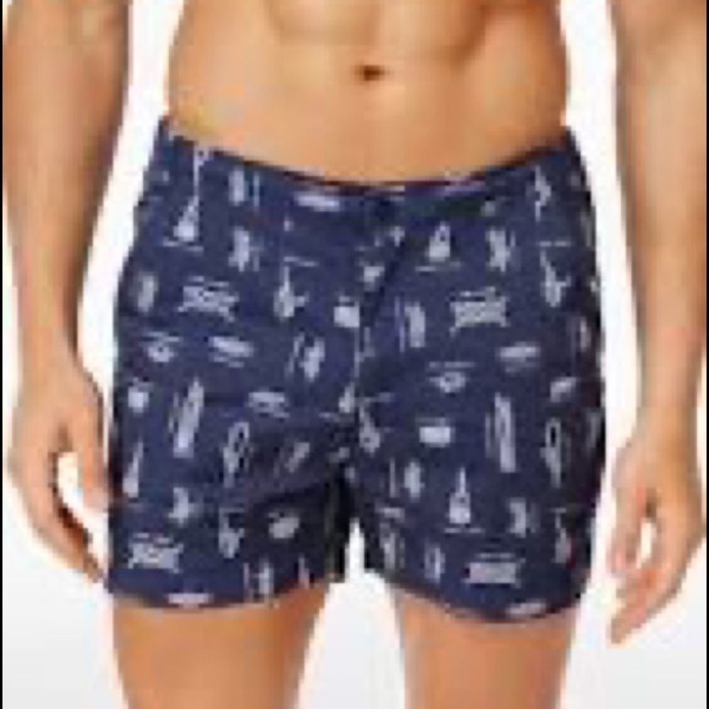 Brooks Brothers Red Fleece Navy Printed Sailor  Knot Swim Trunks/Shorts Sz. M